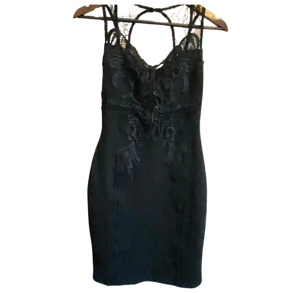 Iris LBD with Lace Front Key Cutout Halter Bodycon Mini Dress Size S